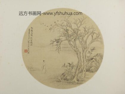 清 沈塘秋空鸦语纨扇页.jpg
