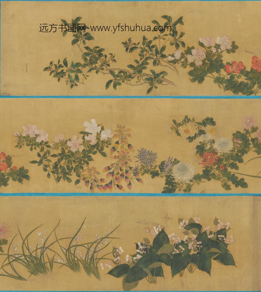清-沈济花卉贴落