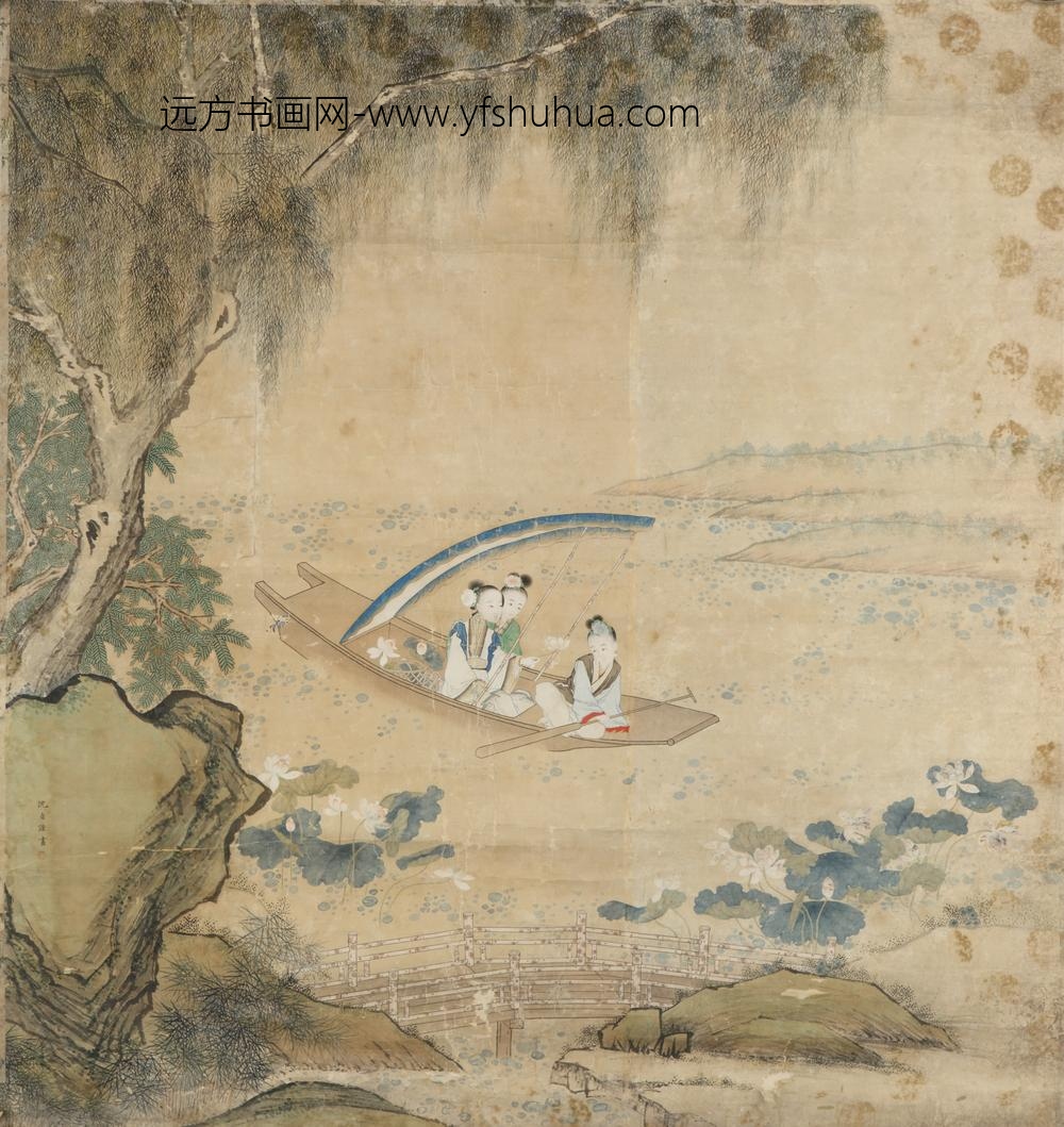 清-沈贞采莲图轴