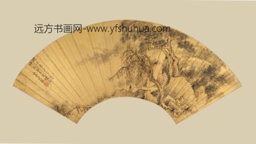 清 沈龙仿文度山水扇.jpg