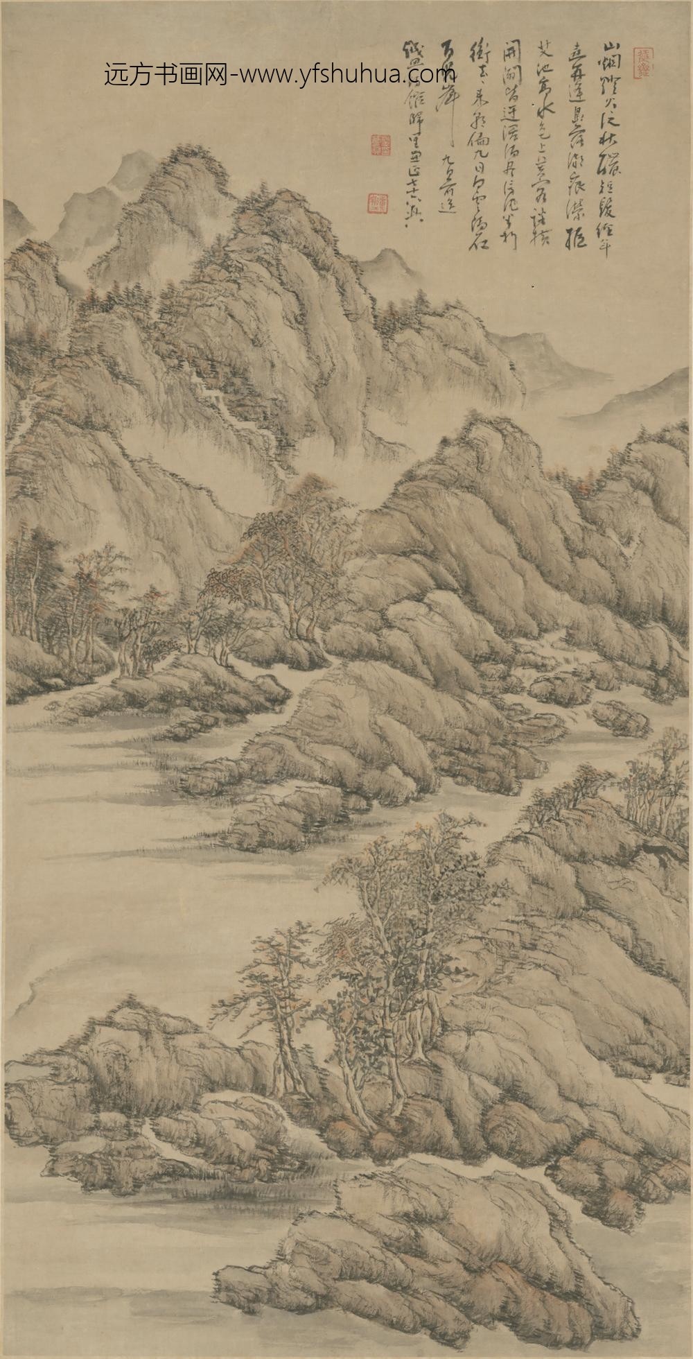 清-法若真山水图轴