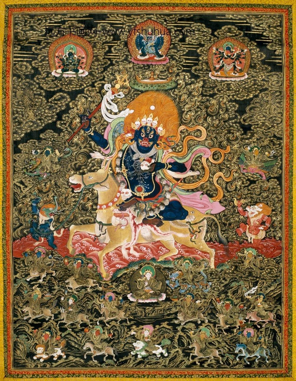 清-清人吉祥天母像轴