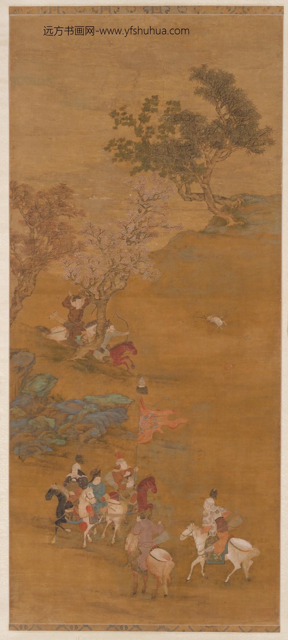 清-清人射鹿图单片