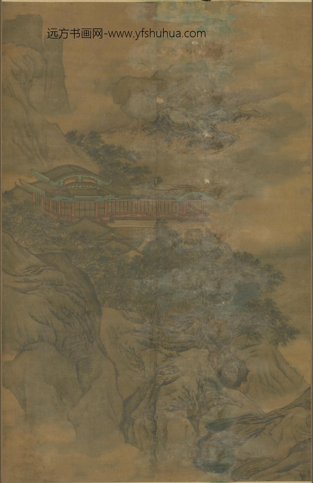 清-清人山水楼阁图轴