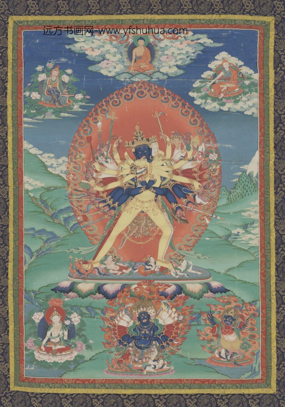 清-清人时轮王佛像轴