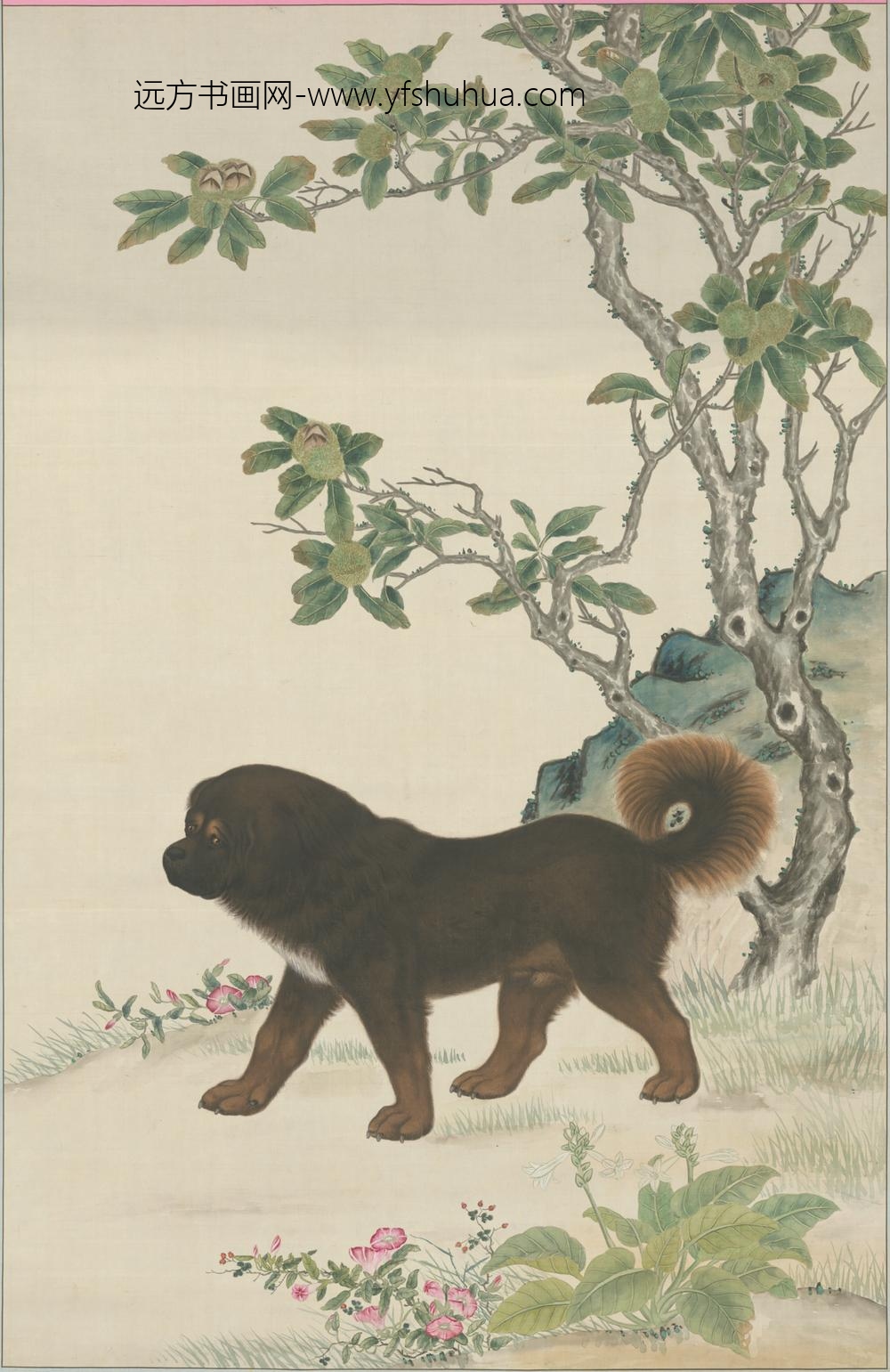 清-清人栗犬图轴