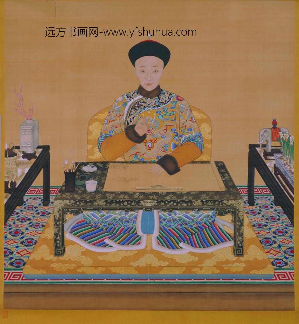 清-清人画奕詝吉服像轴
