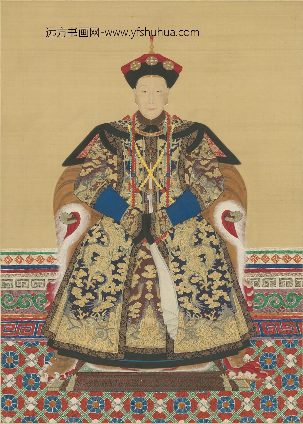 清-清人画女影坐像轴