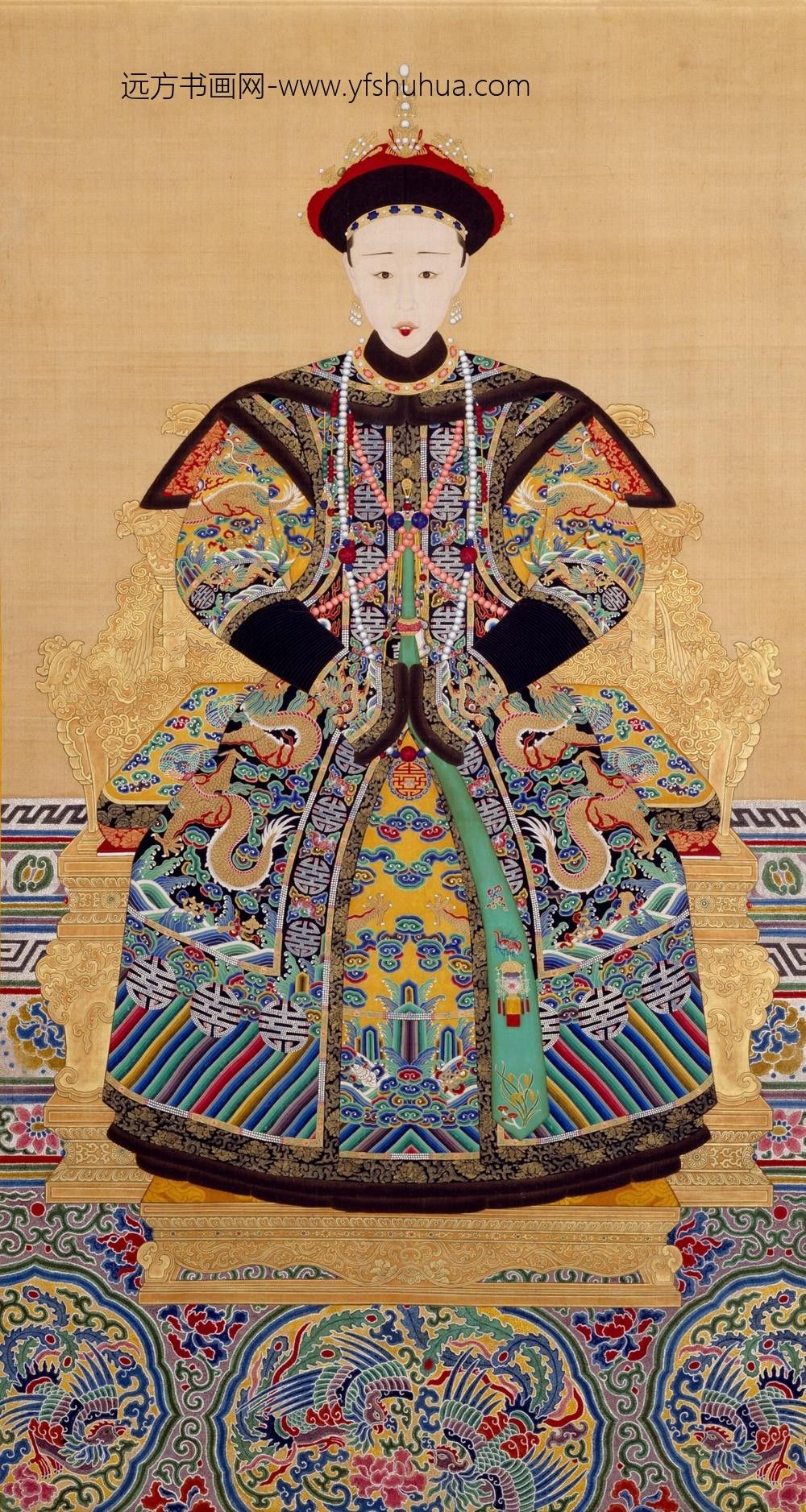 清-清人画孝全成皇后朝服像轴