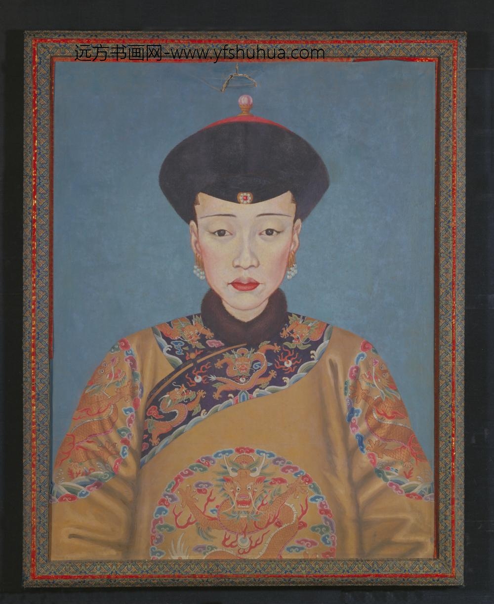 清-清人画孝和睿皇后半身像持屏