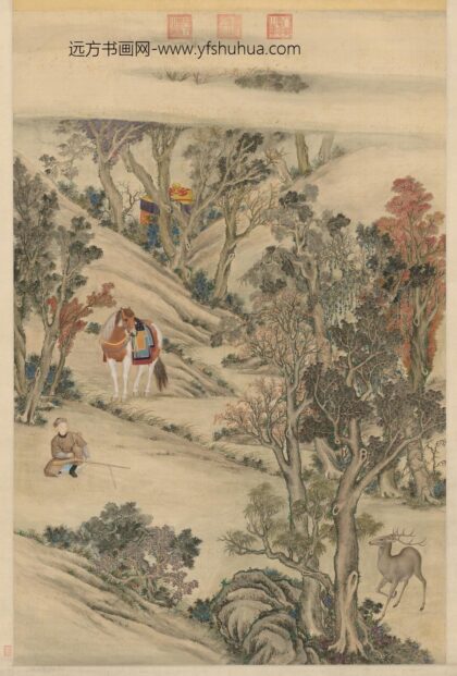 清 清人画弘历击鹿图像轴.jpg