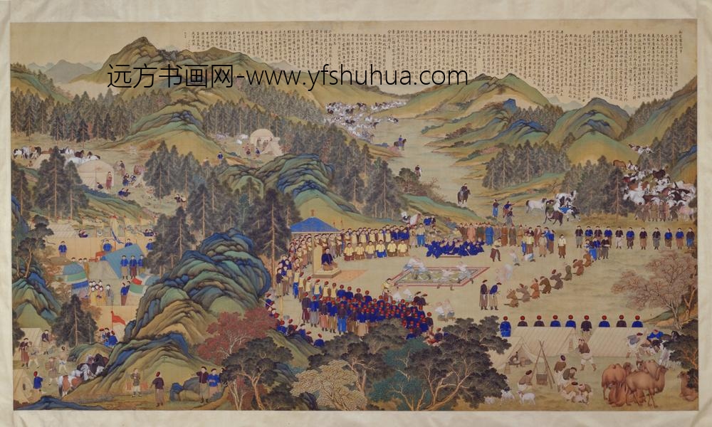清-清人画弘历塞宴四事横轴(贯跤)