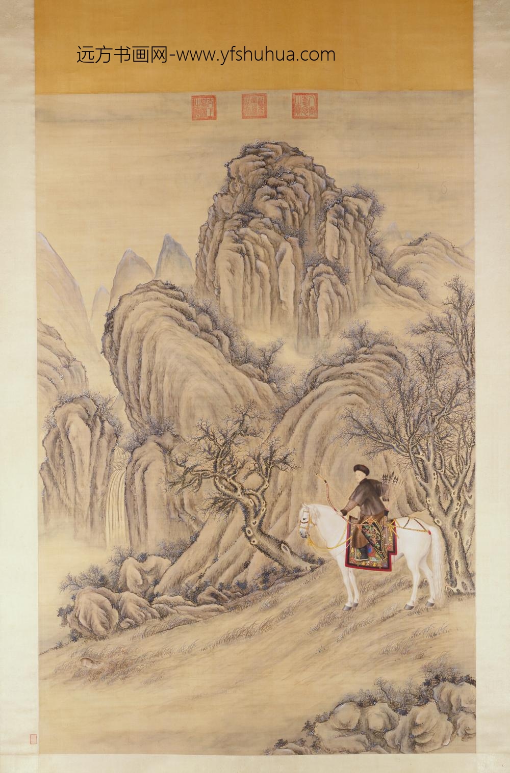 清-清人画弘历射兔图轴