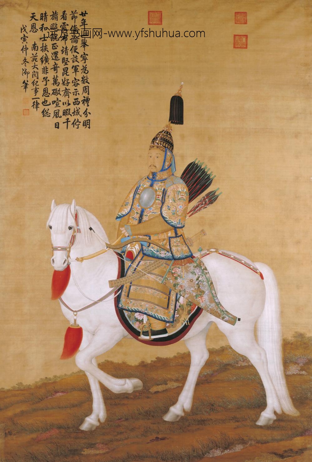清-清人画弘历盔甲乘马图轴