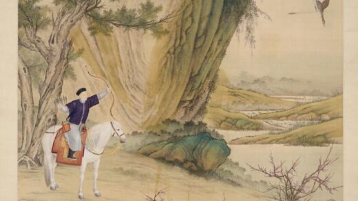 清 清人画弘历落雁图像轴.jpg
