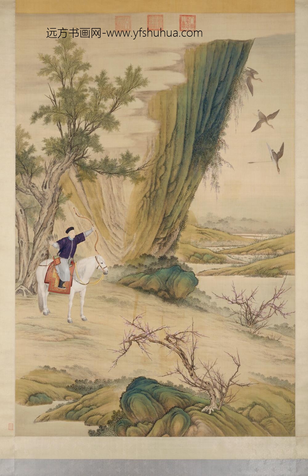 清-清人画弘历落雁图像轴