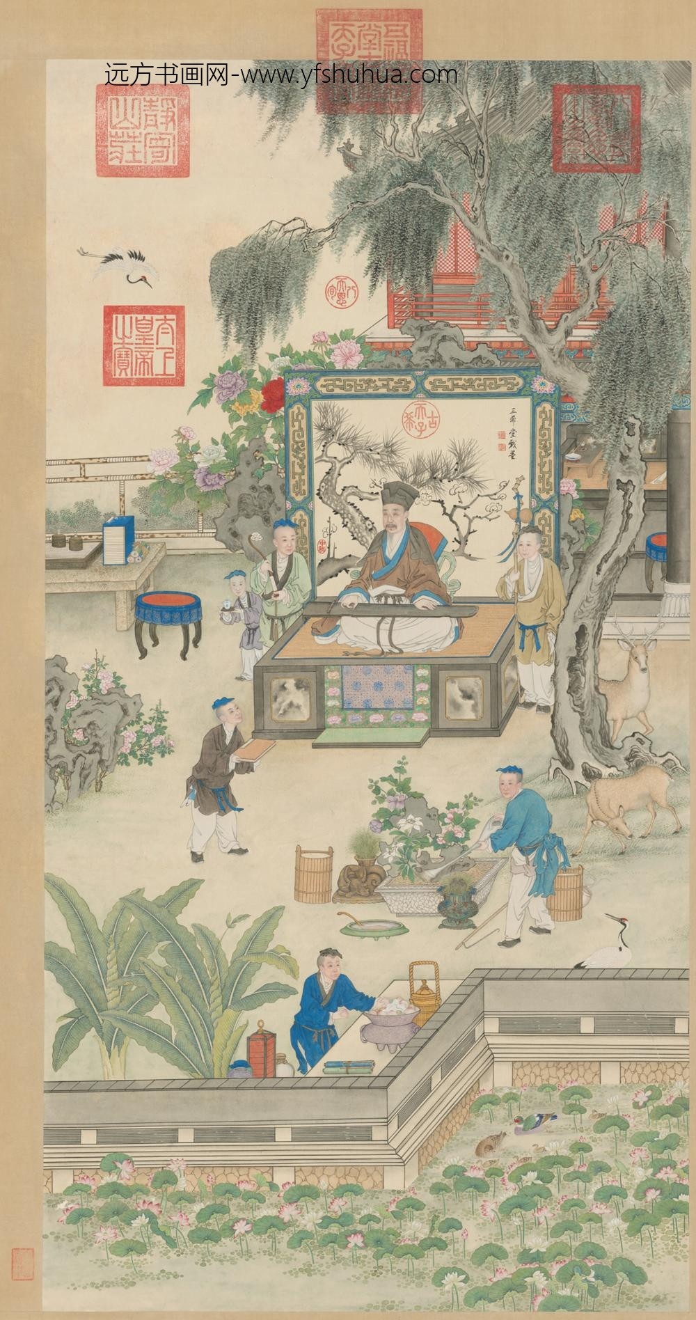 清-清人画弘历薰风琴韵图轴