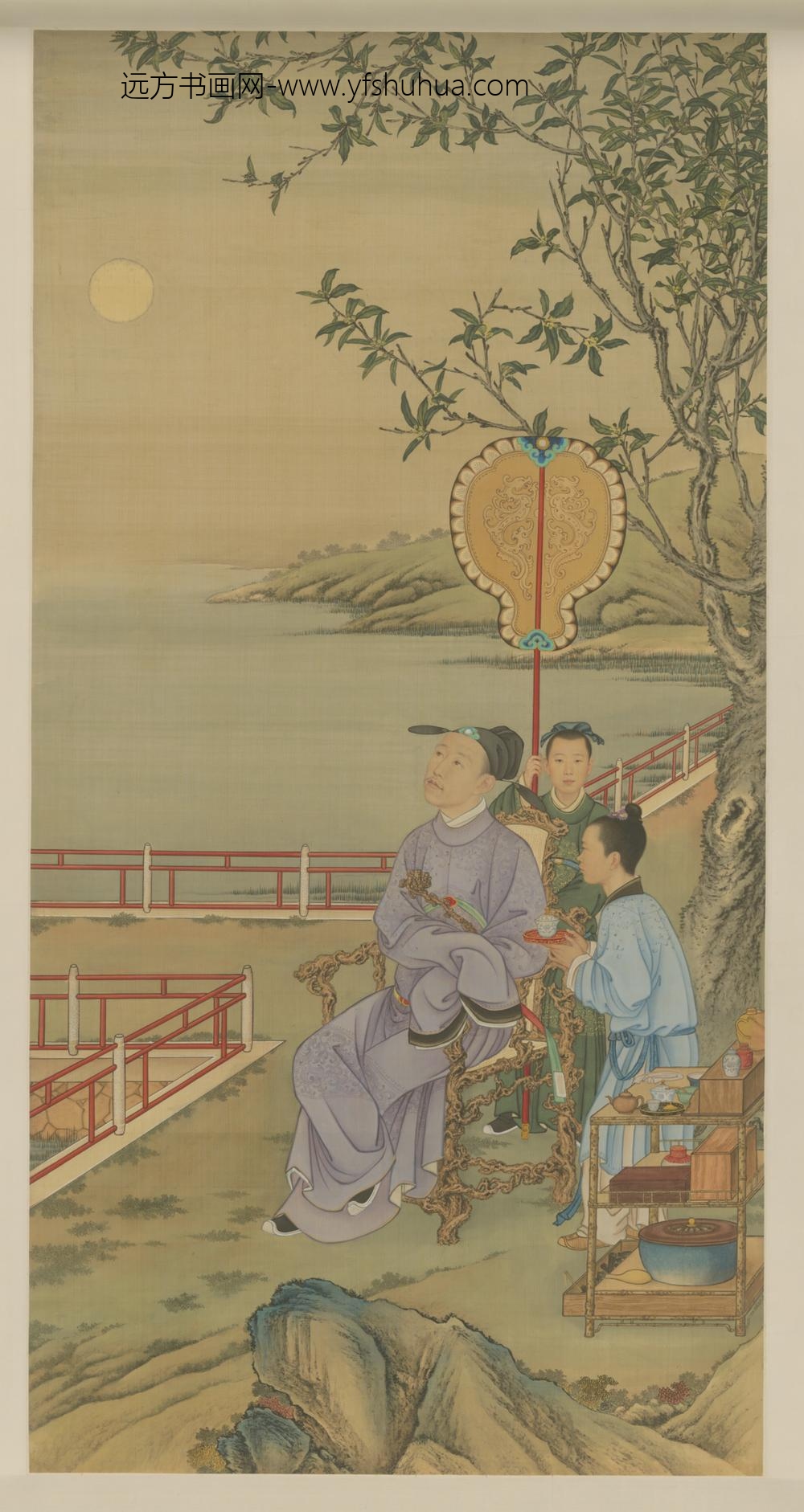 清-清人画弘历观月图轴