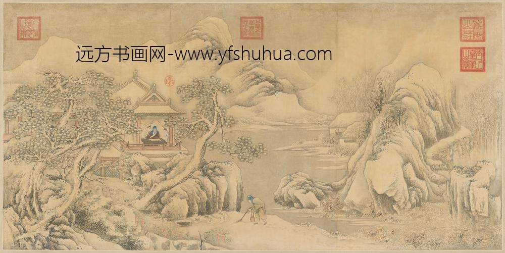清-清人画弘历赏雪图轴