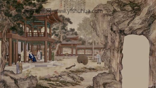 清 清人画弘历阅孔雀开屏.jpg