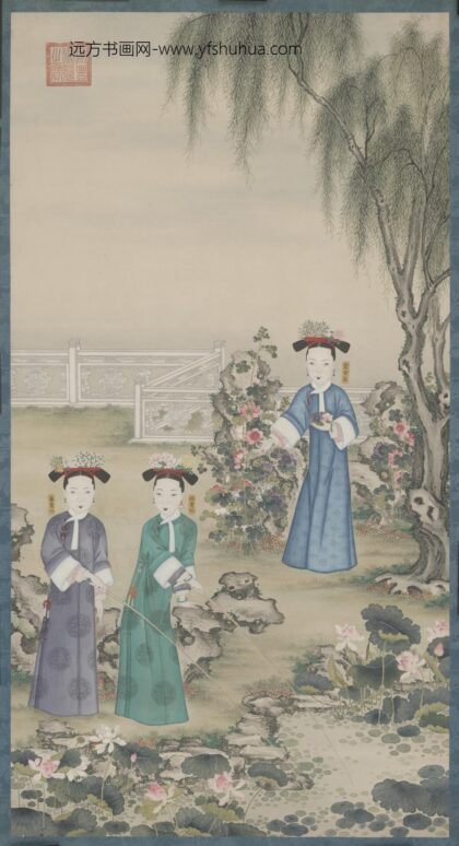 清 清人画玫贵妃春贵人行乐图轴.jpg