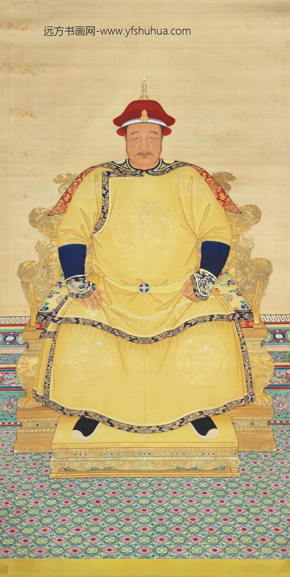 清-清人画皇太极朝服像轴