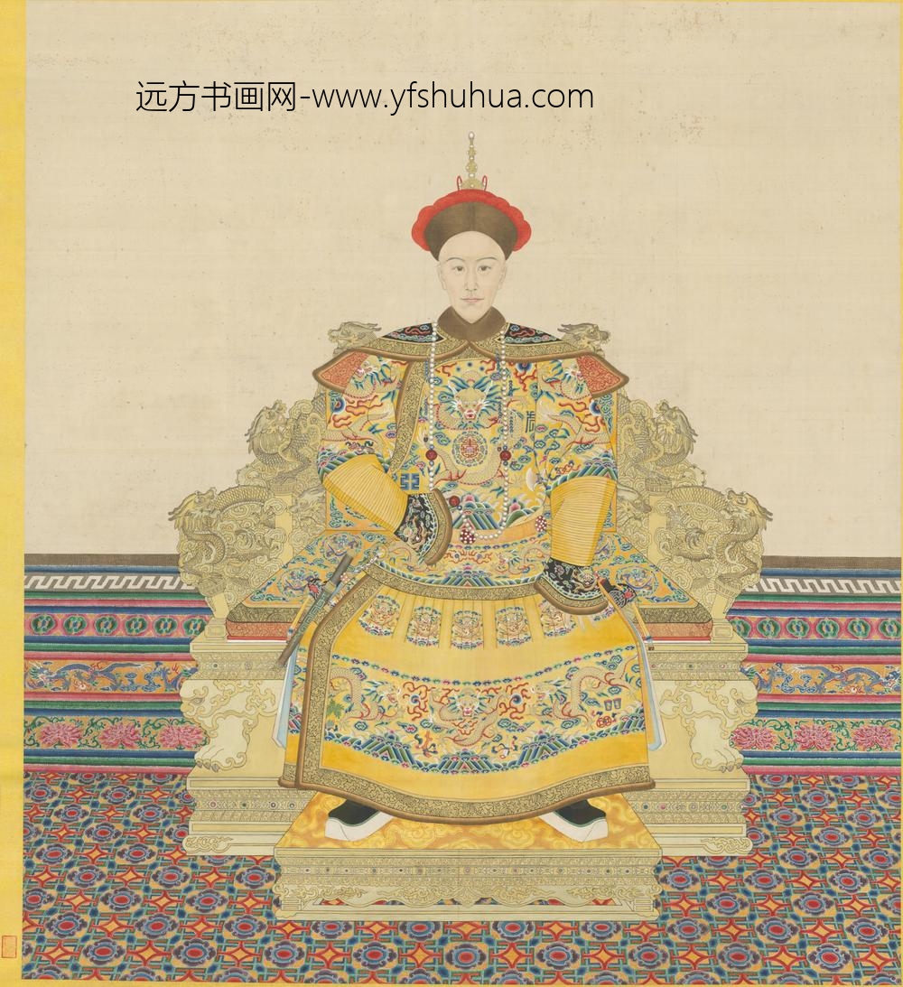 清-清人画载湉朝服像轴