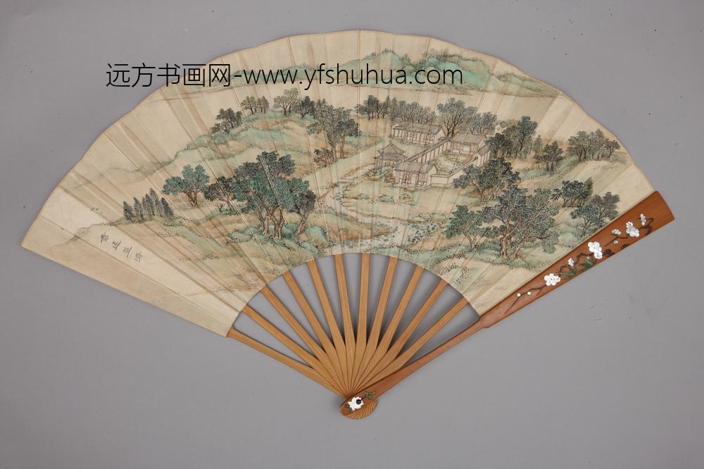 清-清人画避暑山庄三十六景图王际华书诗成扇