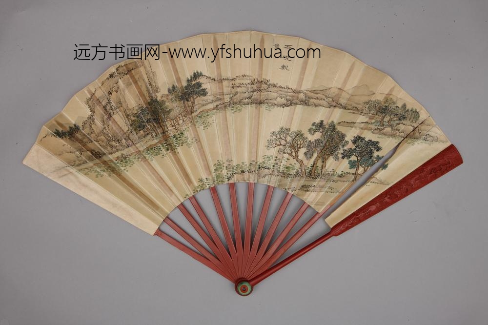清-清人画避暑山庄三十六景图王际华书诗成扇