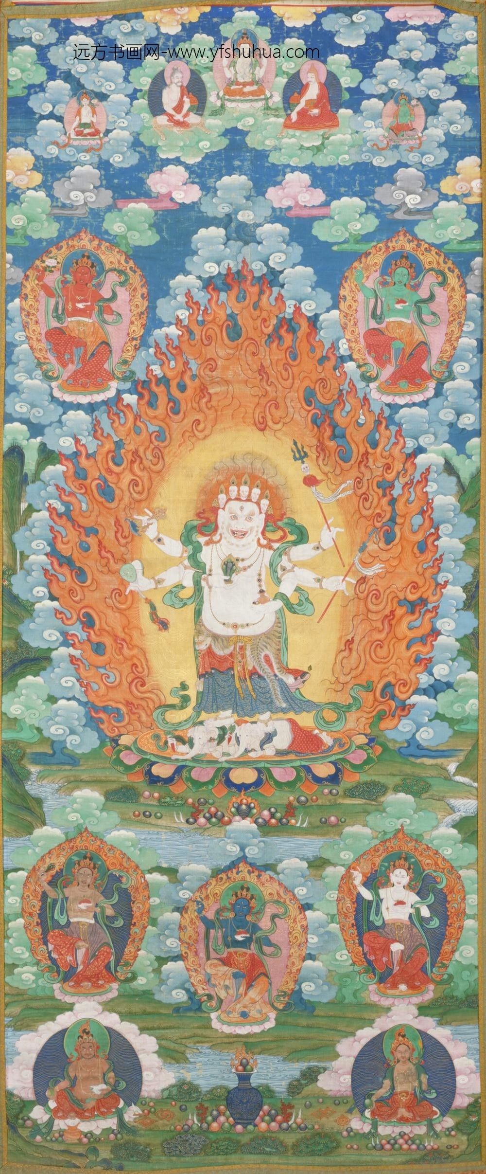 清-清人白勇保护法像轴
