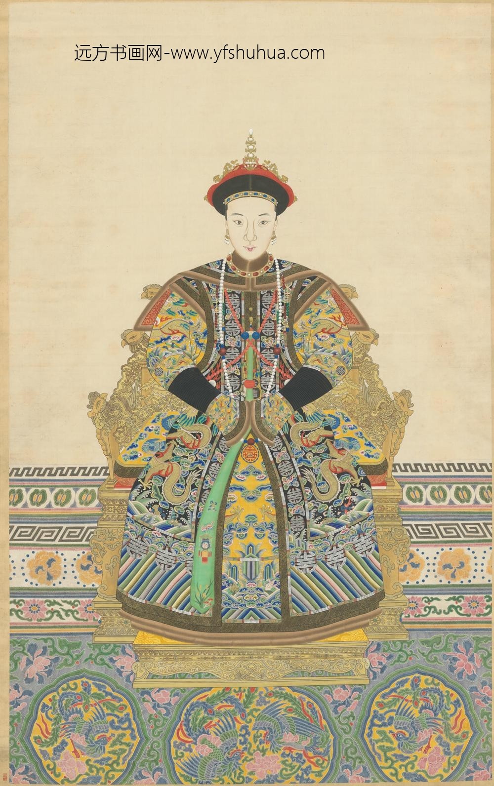 清-清人皇后朝服像轴