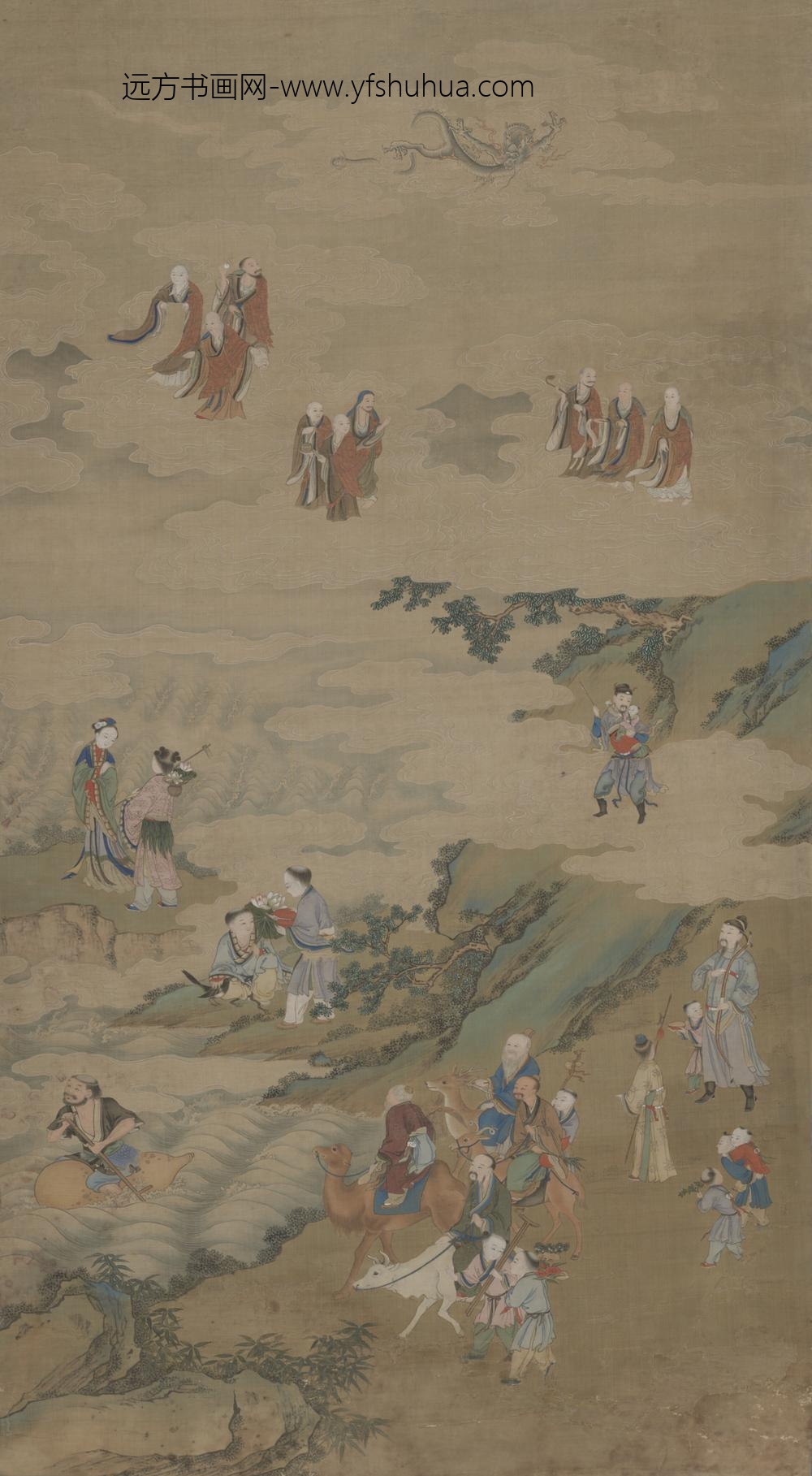 清-清人群仙祝寿贴落