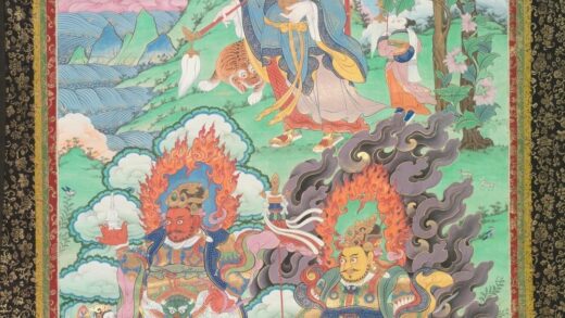 清 清人达摩尊者与二天王像轴.jpg