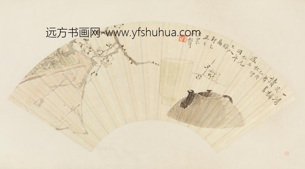 清-王振声梅壶图扇面