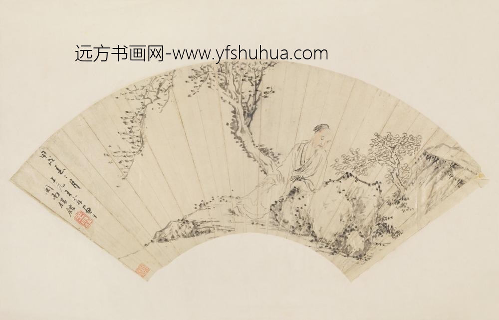 清-王霖人物扇页