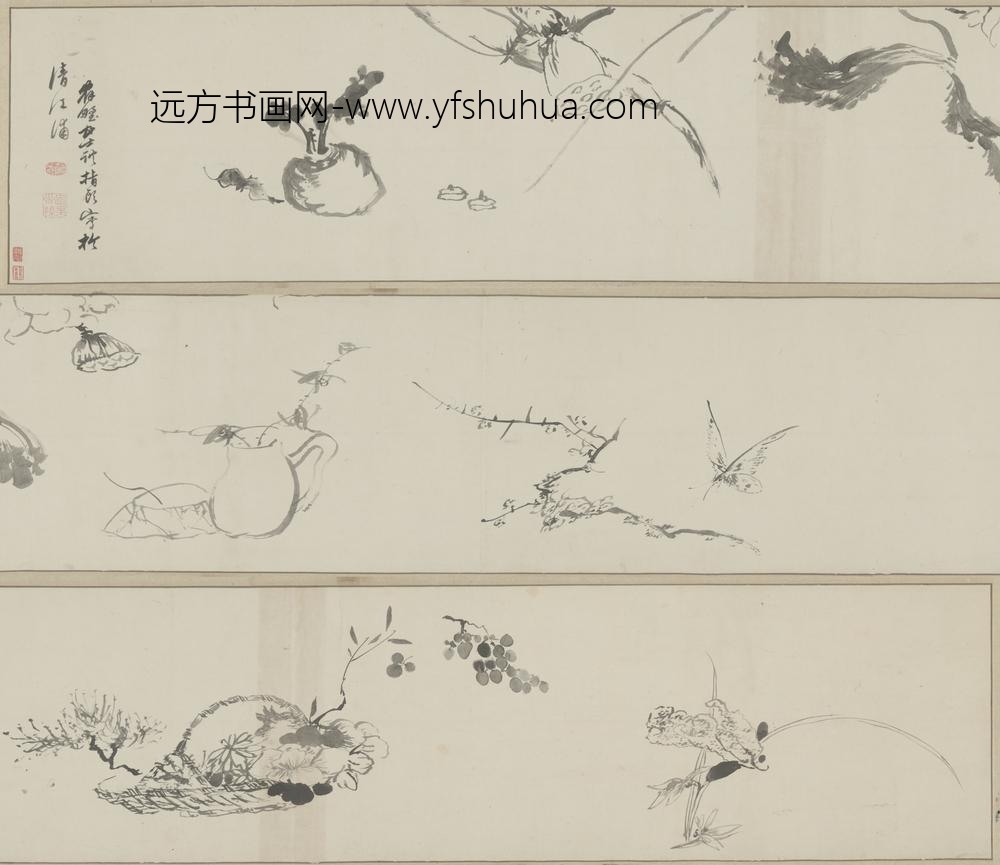 清-甘士调指画花果卷