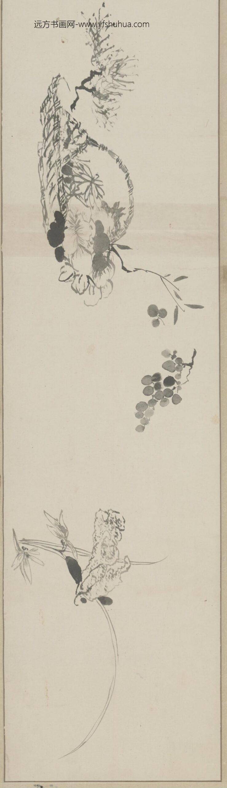 清-甘士调指画花果卷_