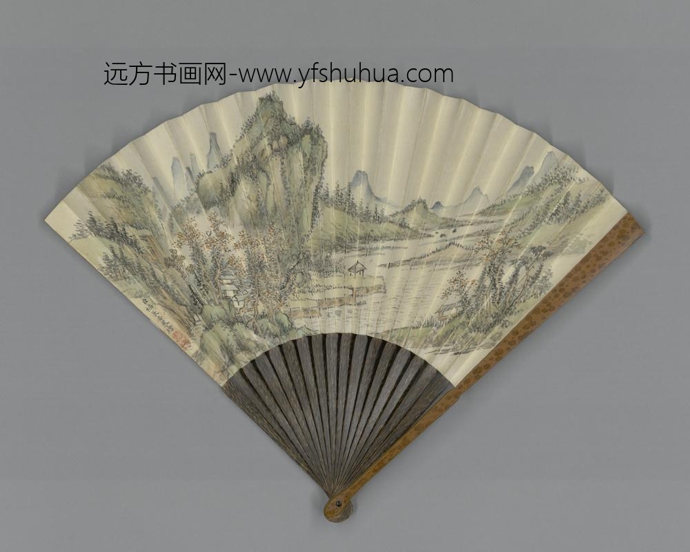 清-福长安画山水吴省兰书御制诗成扇