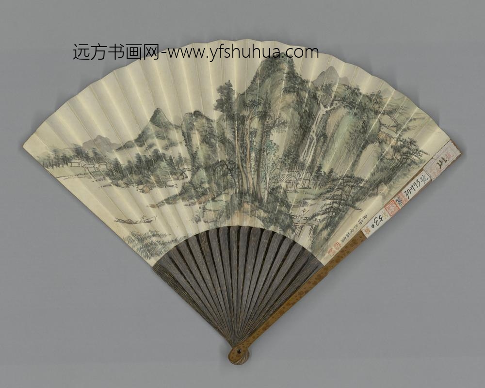 清-福长安画山水旻宁书成扇