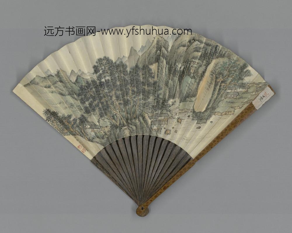 清-福长安画山水旻宁书成扇