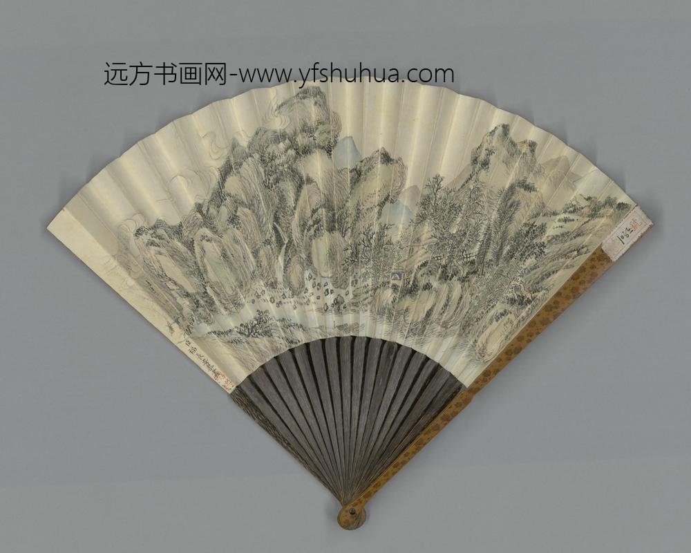 清-福长安画山水绵偲书山呼万岁赋成扇