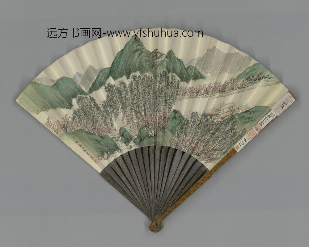 清-福长安画山水绵庆书绘事后素赋成扇