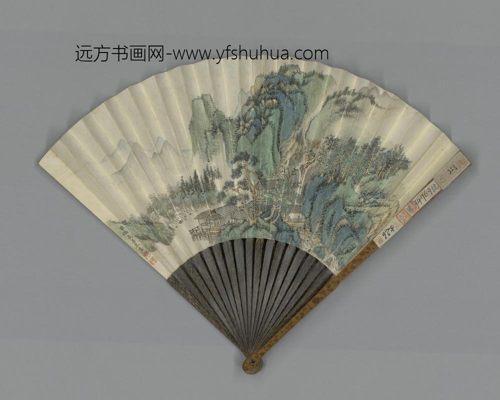 清-福长安画山水赵秉冲书御制诗成扇