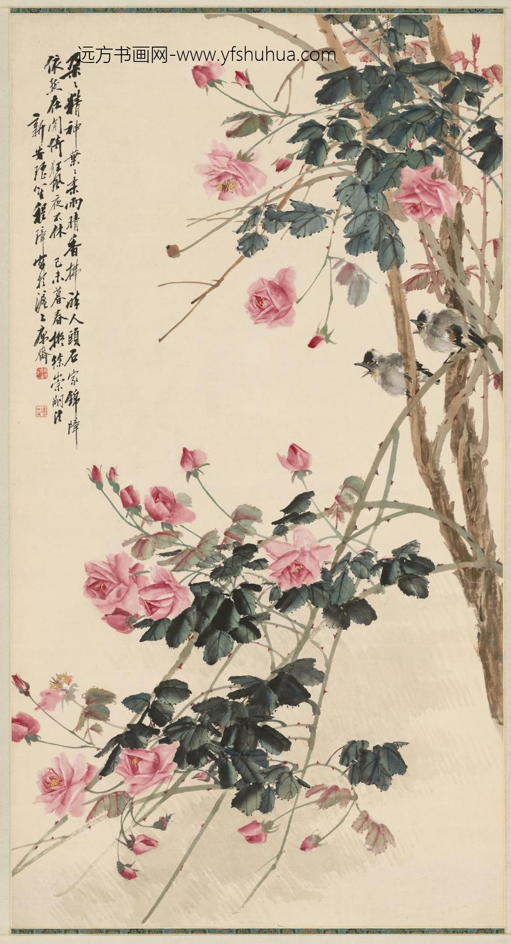 清-程璋月季轴
