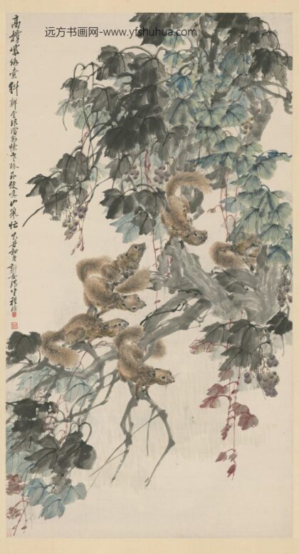 清 程璋松鼠葡萄轴.jpg