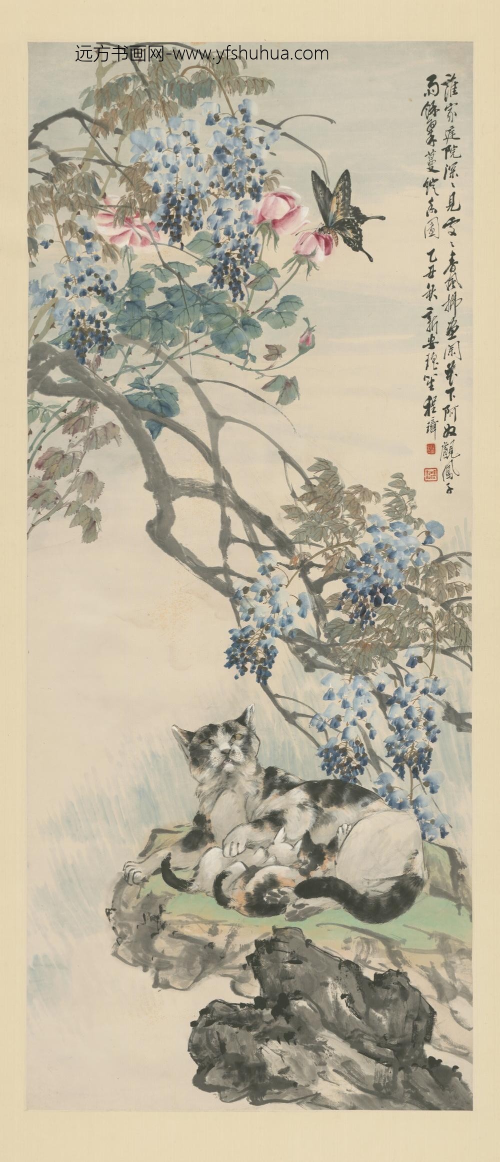 清-程璋猫蝶图轴