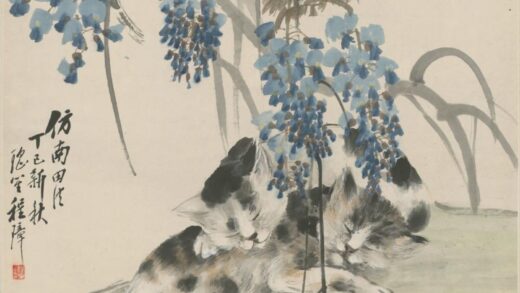 清 程璋紫藤双猫轴.jpg