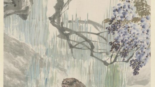 清 程璋紫藤水獭图轴.jpg