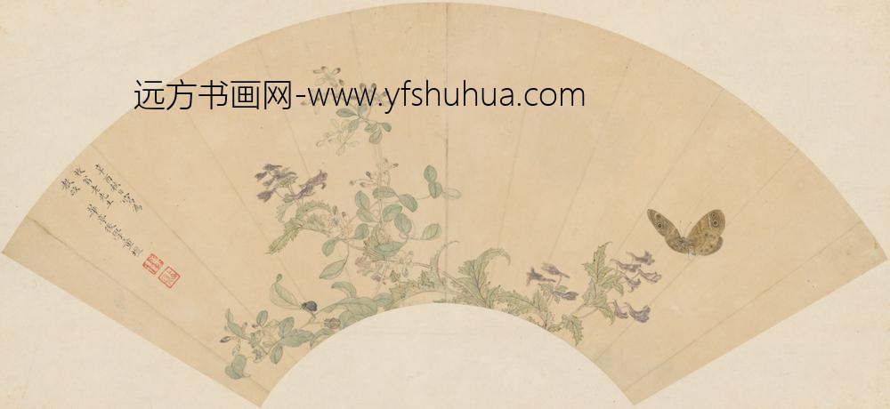 清-童塏花蝶扇