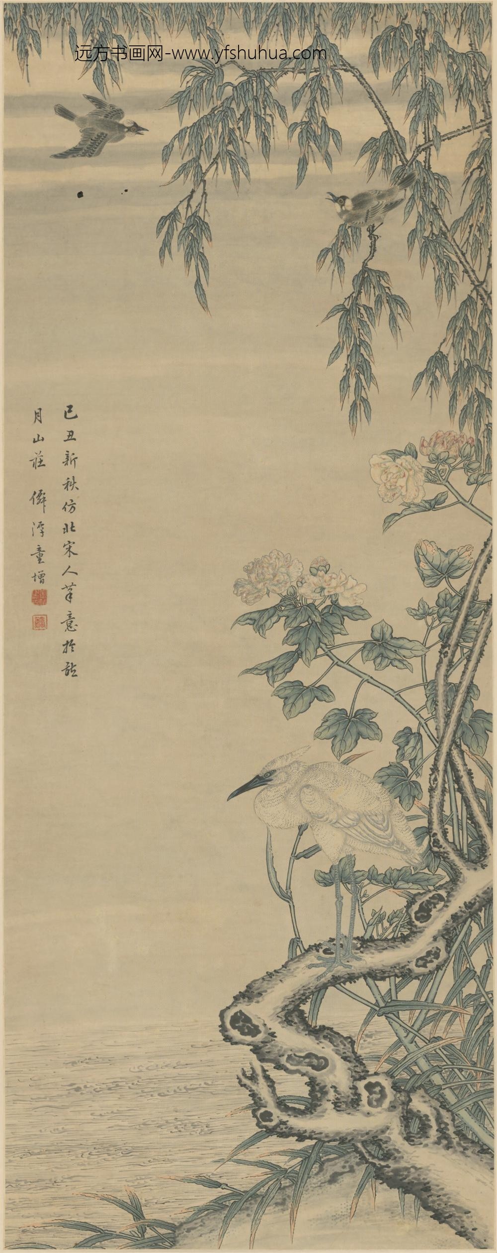 清-童增芙蓉柳鹭轴